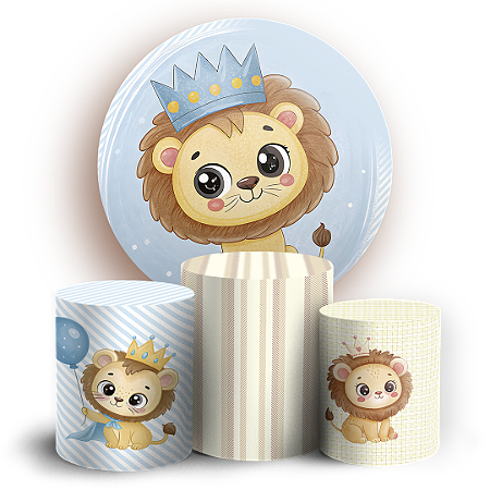 Capas Painel Redondo e Trio Cilindro Sublimado - Leãozinho