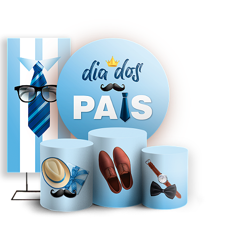 Capas Painel Redondo Trio Cilindro e Faixa Lateral Sublimado - Dia dos Pais