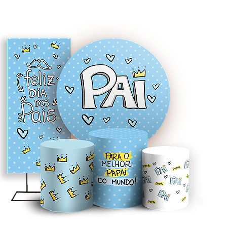 Capas Painel Redondo Trio Cilindro e Faixa Lateral Sublimado - Dia dos Pais