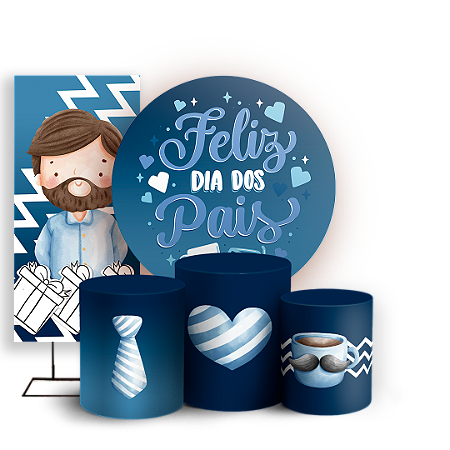 Capas Painel Redondo Trio Cilindro e Faixa Lateral Sublimado - Dia dos Pais