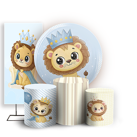 Capas Painel Redondo Trio Cilindro e Faixa Lateral Sublimado - Leãozinho