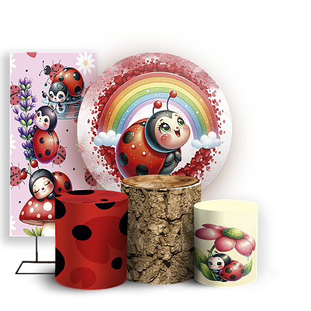 Capas Painel Redondo Trio Cilindro e Faixa Lateral Sublimado - Joaninha