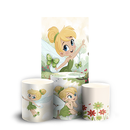 Capas Faixa Lateral e Trio Cilindro Sublimado Vest Facil - Sininho Tinkerbell