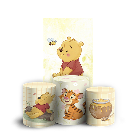 Capas Faixa Lateral e Trio Cilindro Sublimado Vest Facil - Ursinho Pooh