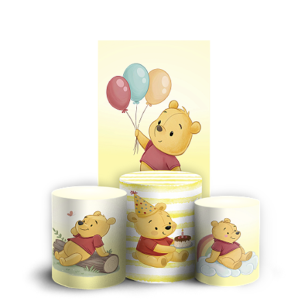 Capas Faixa Lateral e Trio Cilindro Sublimado Vest Facil - Ursinho Pooh