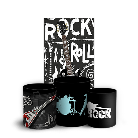 Capas Faixa Lateral e Trio Cilindro Sublimado Vest Facil - Rock and Roll