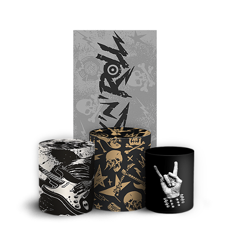 Capas Faixa Lateral e Trio Cilindro Sublimado Vest Facil - Rock and Roll