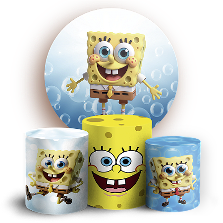 Capas Painel Redondo e Trio Cilindro Sublimado - Bob Esponja