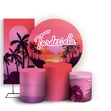 Capas Painel Redondo Trio Cilindro e Faixa Lateral Sublimado - Tardezinha