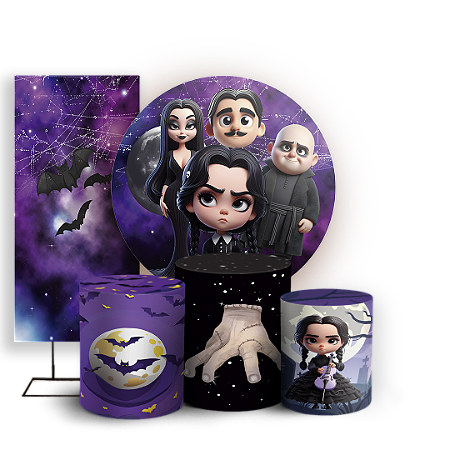 Capas Painel Redondo Trio Cilindro e Faixa Lateral Sublimado - Wandinha