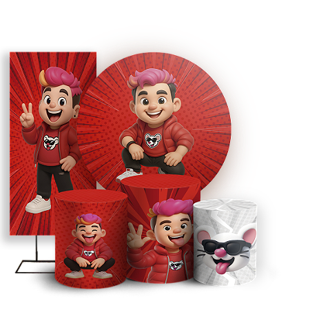 Capas Painel Redondo Trio Cilindro e Faixa Lateral Sublimado - Os Rosas