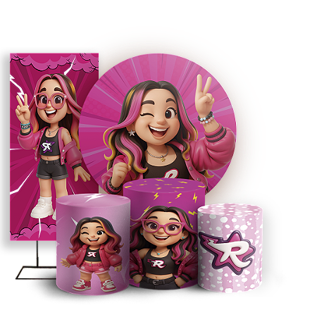 Capas Painel Redondo Trio Cilindro e Faixa Lateral Sublimado - Os Rosas