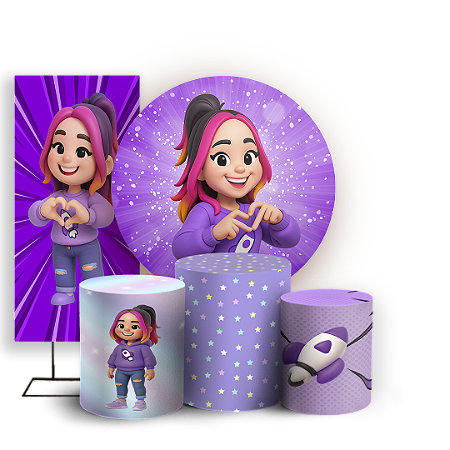 Capas Painel Redondo Trio Cilindro e Faixa Lateral Sublimado - Os Rosas