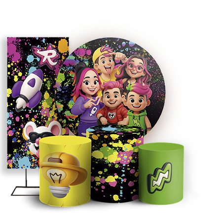 Capas Painel Redondo Trio Cilindro e Faixa Lateral Sublimado - Os Rosas