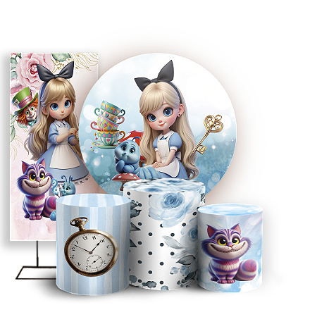 Capas Painel Redondo Trio Cilindro e Faixa Lateral Sublimado - Alice