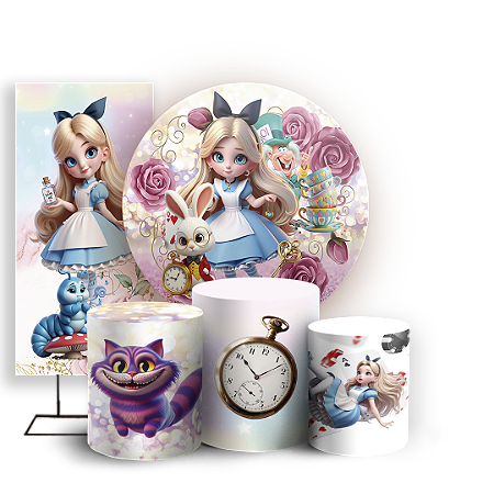 Capas Painel Redondo Trio Cilindro e Faixa Lateral Sublimado - Alice