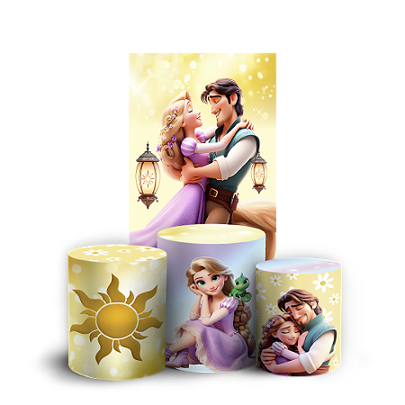 Capas Faixa Lateral e Trio Cilindro Sublimado Vest Facil - Rapunzel