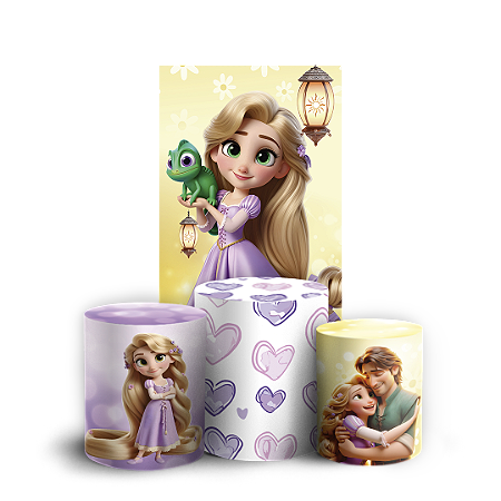 Capas Faixa Lateral e Trio Cilindro Sublimado Vest Facil - Rapunzel