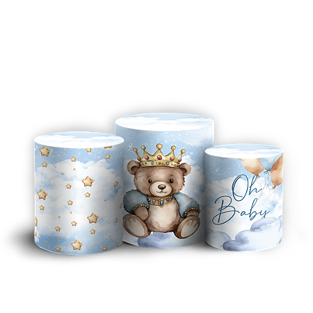 Capas Trio Cilindro Sublimado Vest Facil - Ursinho Azul