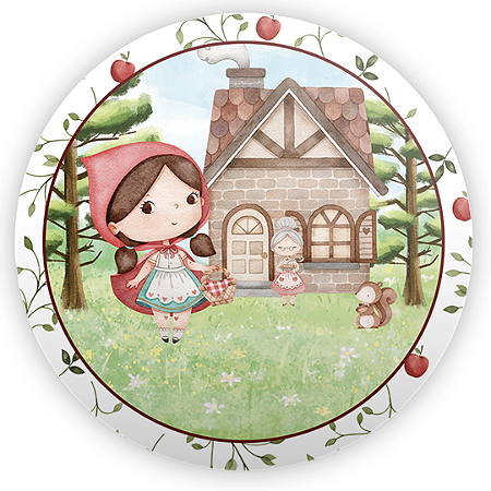 Painel Redondo - Chapeuzinho Vermelho - Sublimado 3D