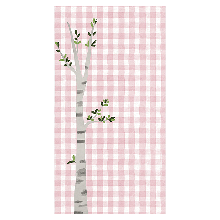 Capa Faixa Lateral Sublimado - Fundo Xadrez Arvore Animais Bosque Rosa