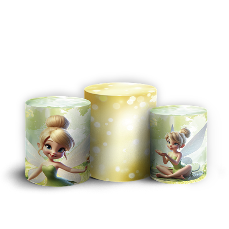 Capas Trio Cilindro Sublimado Vest Facil - Sininho Tinkerbell