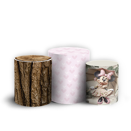 Capas Trio Cilindro Sublimado Vest Facil - Minnie Bosque