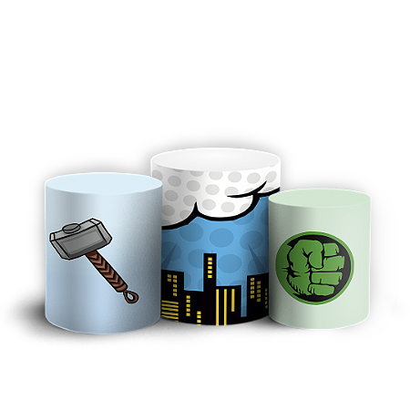 Capas Trio Cilindro Sublimado Vest Facil - Herois Vingadores