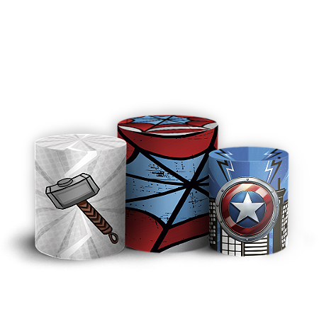 Capas Trio Cilindro Sublimado Vest Facil - Herois Vingadores