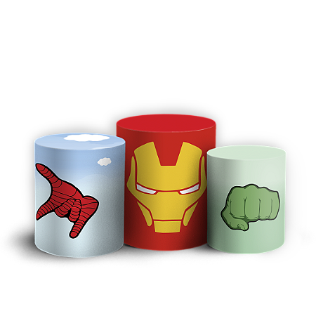 Capas Trio Cilindro Sublimado Vest Facil - Herois Vingadores