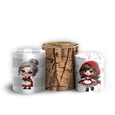 Capas Trio Cilindro Sublimado Vest Facil - Chapeuzinho Vermelho