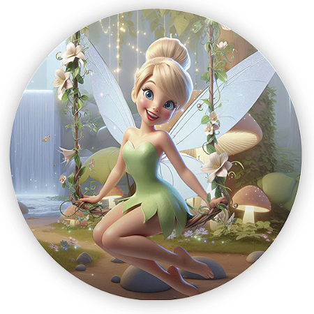 Capa Painel Redondo Sublimado - Sininho Tinkerbell