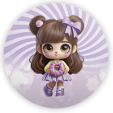 Capa Painel Redondo Sublimado - Menina Confeitaria Doces