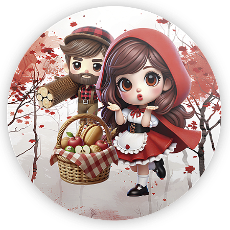 Capa Painel Redondo Sublimado - Chapeuzinho Vermelho