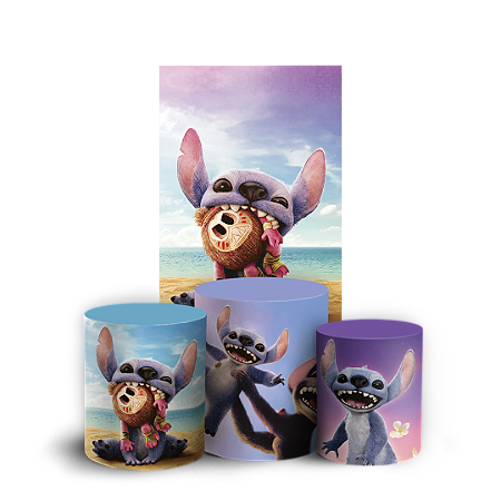 Capas Faixa Lateral e Trio Cilindro Sublimado Vest Facil - Lilo Stitch