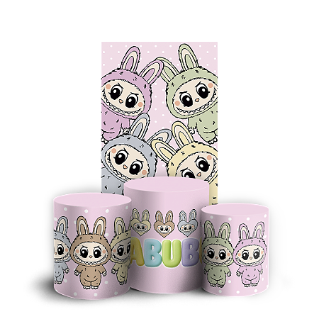 Capas Faixa Lateral e Trio Cilindro Sublimado Vest Facil - Labubu