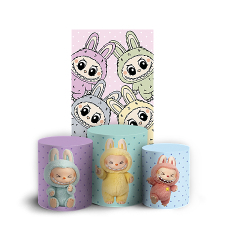 Capas Faixa Lateral e Trio Cilindro Sublimado Vest Facil - Labubu