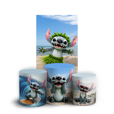 Capas Faixa Lateral e Trio Cilindro Sublimado Vest Facil - Lilo Stitch