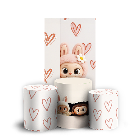 Capas Faixa Lateral e Trio Cilindro Sublimado Vest Facil - Labubu