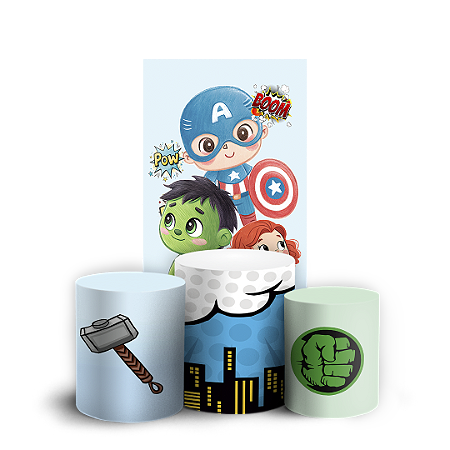 Capas Faixa Lateral e Trio Cilindro Sublimado Vest Facil - Herois Vingadores