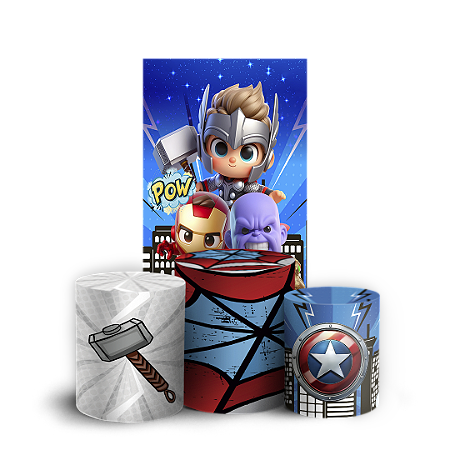 Capas Faixa Lateral e Trio Cilindro Sublimado Vest Facil - Herois Vingadores