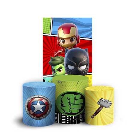 Capas Faixa Lateral e Trio Cilindro Sublimado Vest Facil - Herois Vingadores