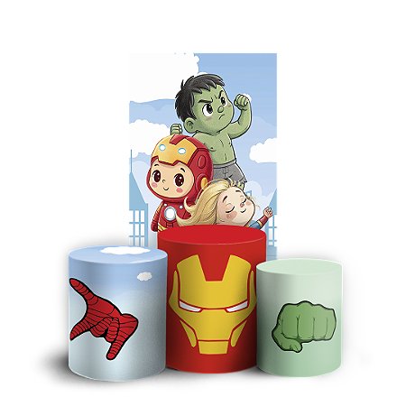 Capas Faixa Lateral e Trio Cilindro Sublimado Vest Facil - Herois Vingadores