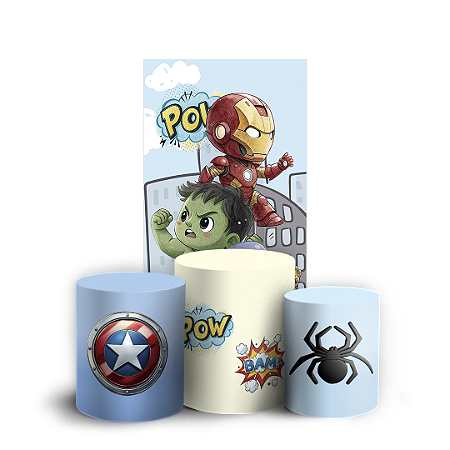 Capas Faixa Lateral e Trio Cilindro Sublimado Vest Facil - Herois Vingadores