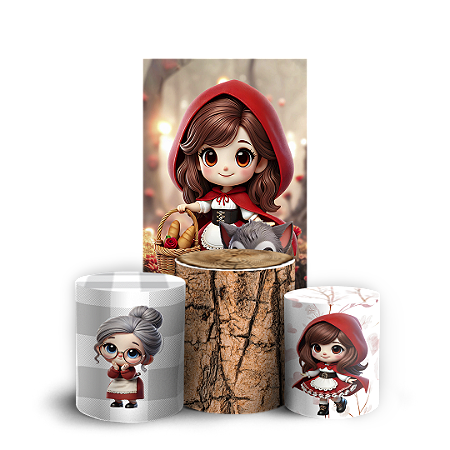 Capas Faixa Lateral e Trio Cilindro Sublimado Vest Facil - Chapeuzinho Vermelho