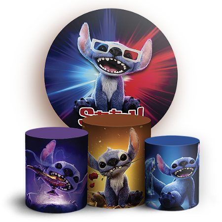 Capas Painel Redondo e Trio Cilindro Sublimado - Lilo Stitch