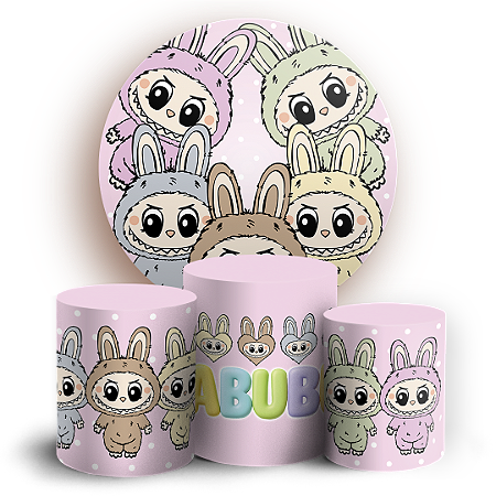 Capas Painel Redondo e Trio Cilindro Sublimado - Labubu