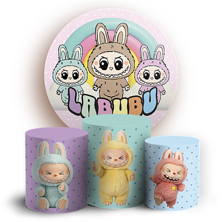 Capas Painel Redondo e Trio Cilindro Sublimado - Labubu