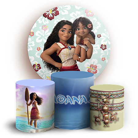 Capas Painel Redondo e Trio Cilindro Sublimado - Moana
