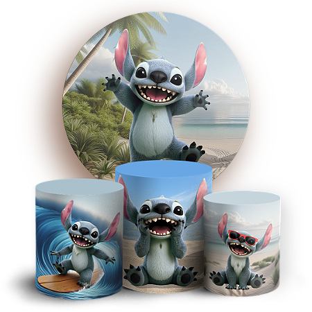 Capas Painel Redondo e Trio Cilindro Sublimado - Lilo Stitch